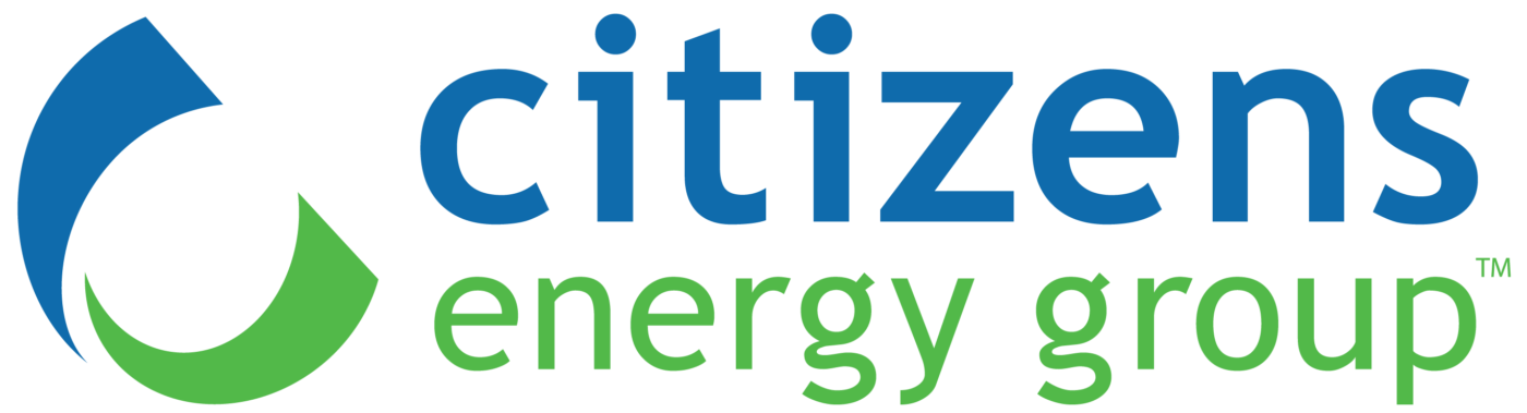 Citizens Energy Group logo: blue 'citizens' text with green 'energy group' text and a blue-green circular swoosh emblem.