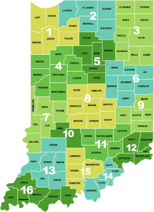 Indiana Area Agencies on Aging Map