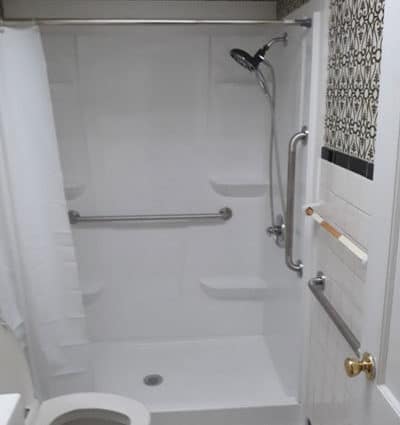 Walk-in shower with grab bars for Indianapolis grandma