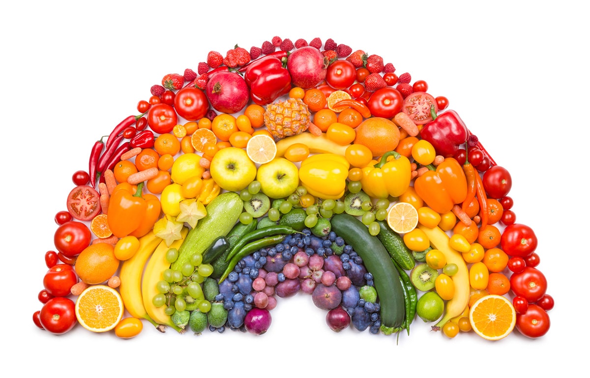 Rainbow of fruits and vegetables