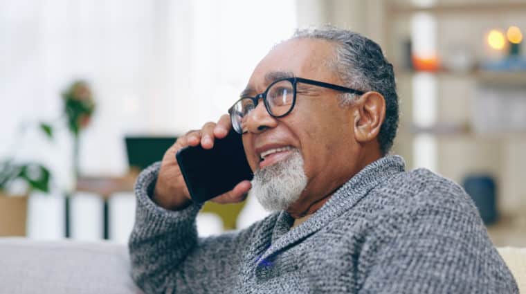 Senior man on the phone