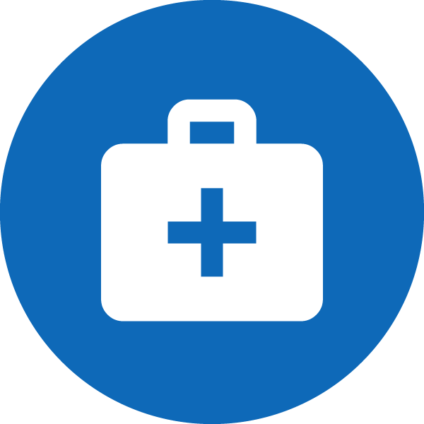 Blue circular icon with a user silhouette beside a document, indicating a user profile or account details.