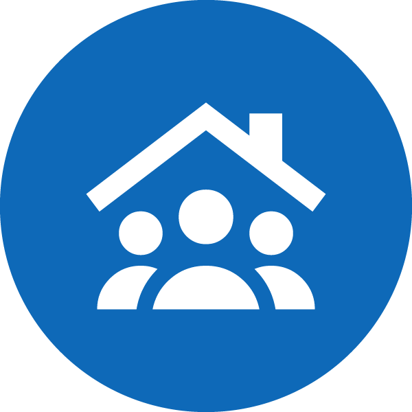 Blue circular icon with a user silhouette beside a document, indicating a user profile or account details.