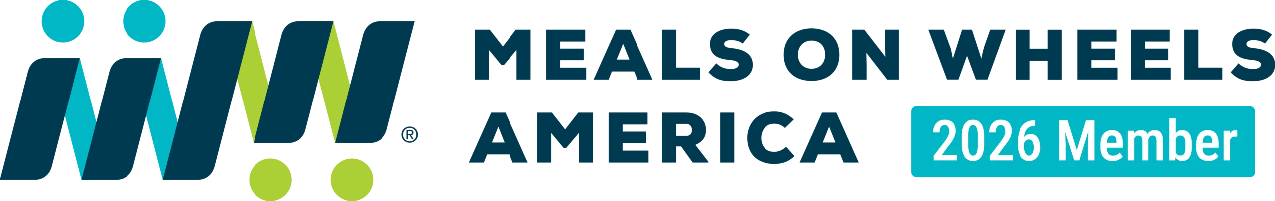 Meals on Wheels America logo with a turquoise 2026 Member badge