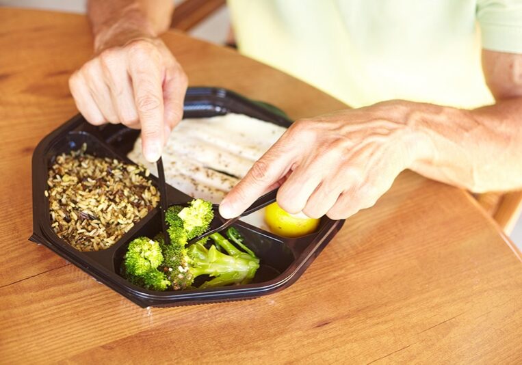 Eating with a partitioned plate