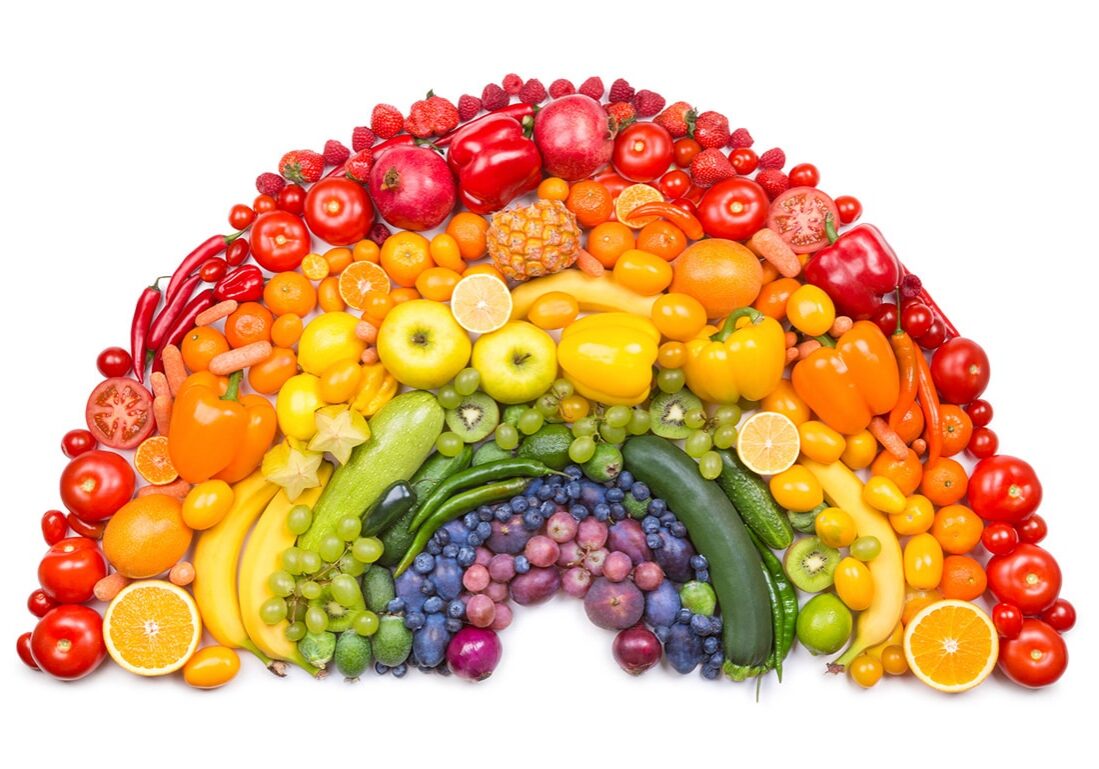 Rainbow of fruits and vegetables